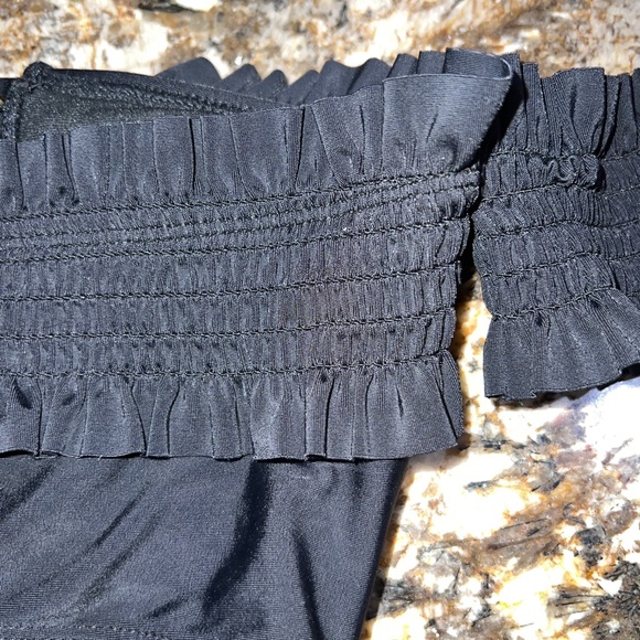 Xhilaration black bralette swim top size small ruffle sleeve lace up front - Picture 7 of 8